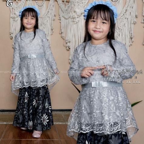 Setelan Kebaya Anak Tulle Bordir Brokat Kartinian Rok Batik Duyung