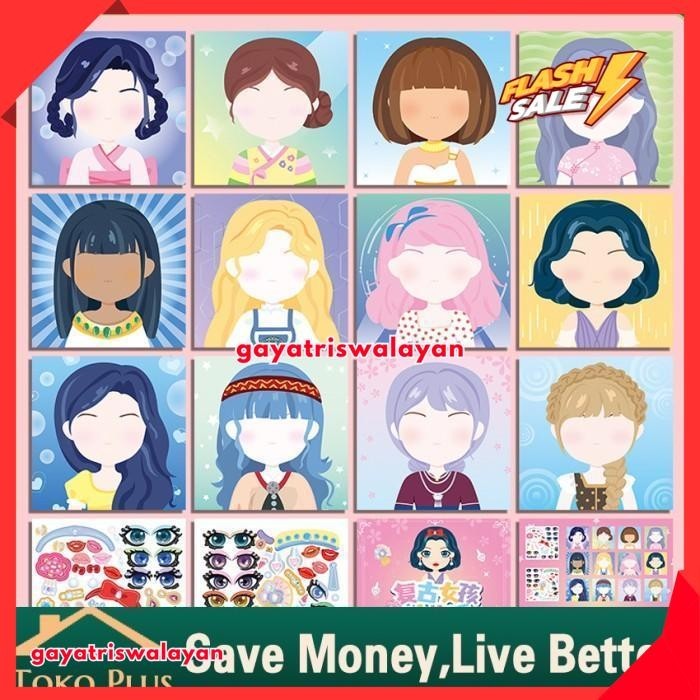 

DIY BUKU STIKER EKSPRESI GIRL CHANGE MAKEUP STIKER KETRAMPILAN DEKORAS GRATIS ONGKIR