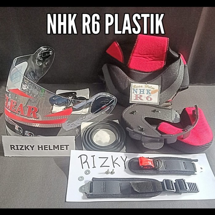 Kaca Helm Nhk R6 + Busa Helm Nhk R6 Plastik, Tali Helm + Lis Karet