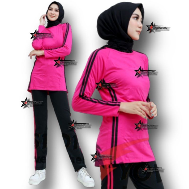 CF5 STELAN OLAHRAGA WANITA / STELAN BAJU SENAM LENGAN PANJANG / SETELAN KAOS OLAHRAGA WANITA SX7