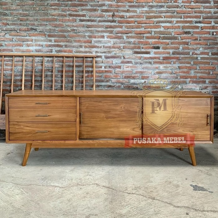 meja cabinet tv kayu jati, credenza tv kayu jati, buffet meja tv kayu