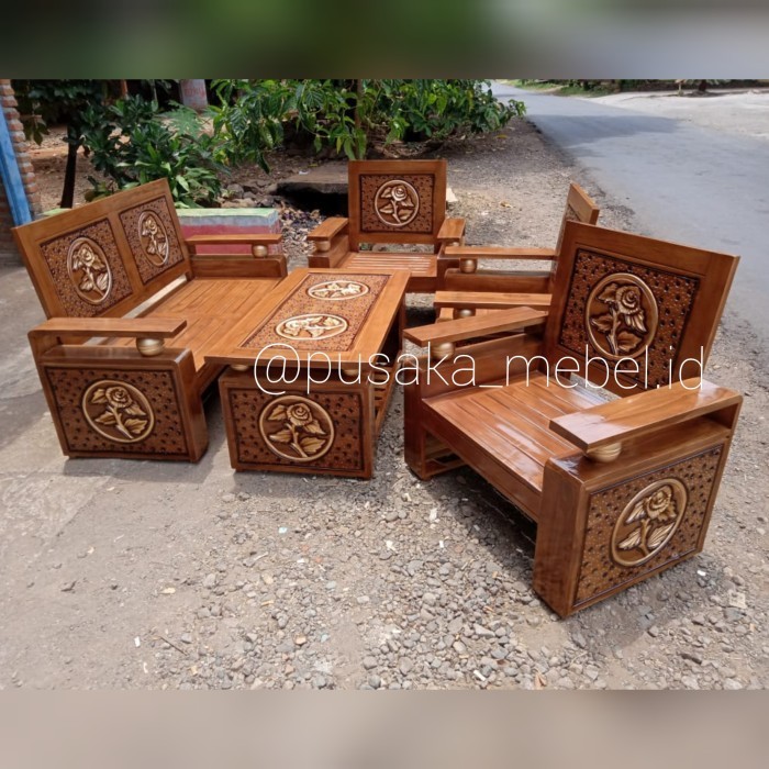 set kursi meja tamu minimalis kayu jati murah/kursi tamu minimalis