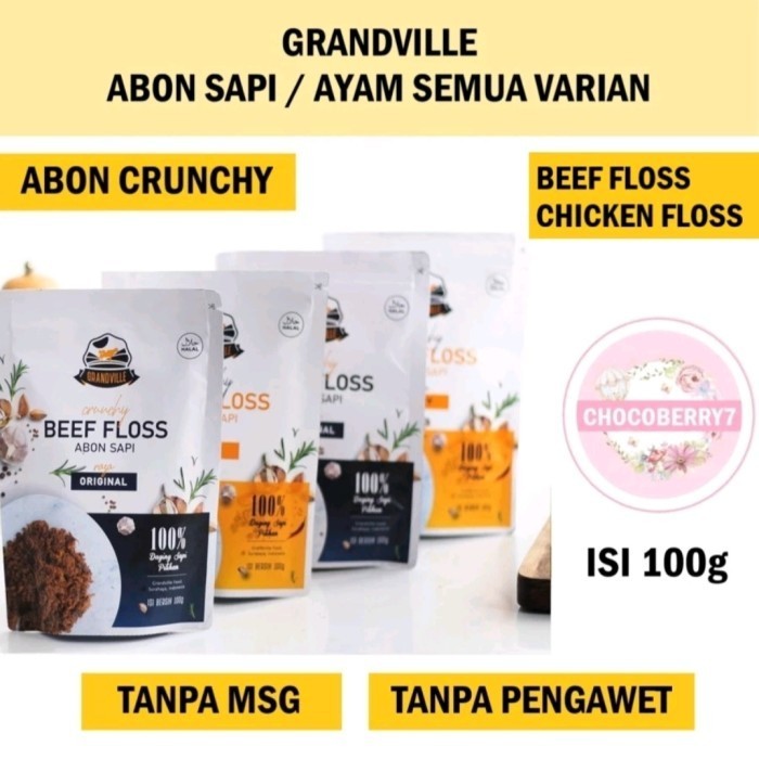 

KOMPLIT ABON GRANDVILLE Abon Sapi Ayam 100g Chruncy Beef Chicken Floss 100 g