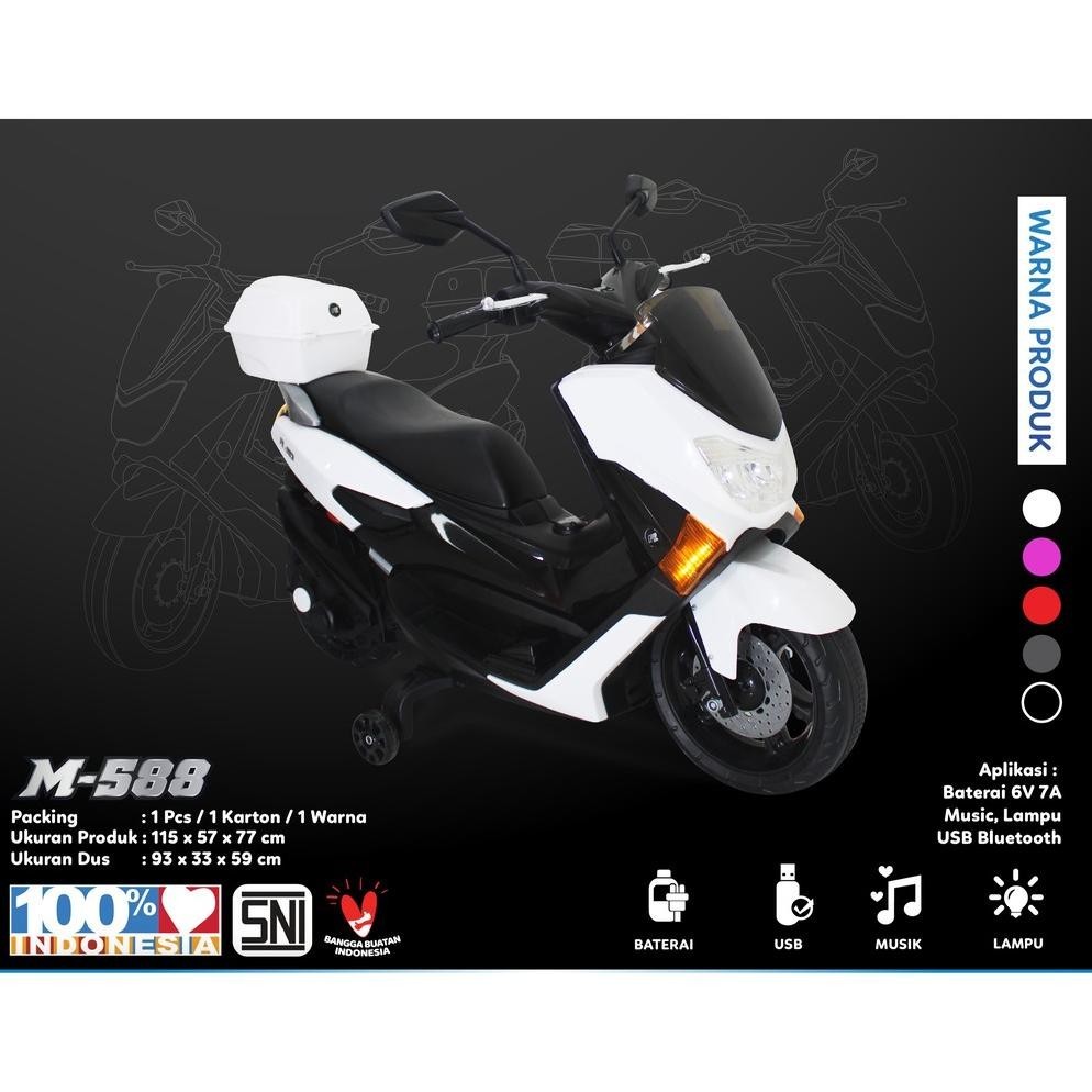 BDG MOTOR AKI MAINAN ANAK PMB NMAX RAID M-588 MOTOR LISTRIK  SCOOTER ANAK TERMURAH SNI MUSIK LAMPU L
