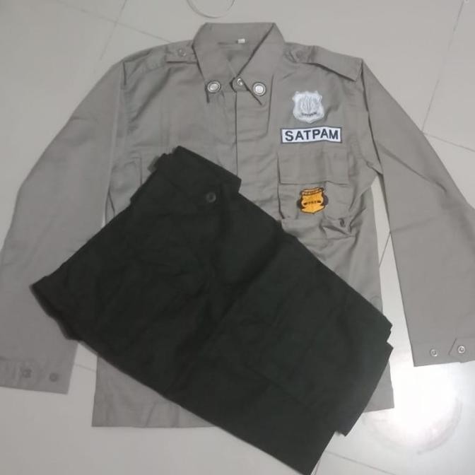 Baju Seragam Pdl Satpam 1Stel Polos Warna Coklat Bahan Drill Ukuran Xl
