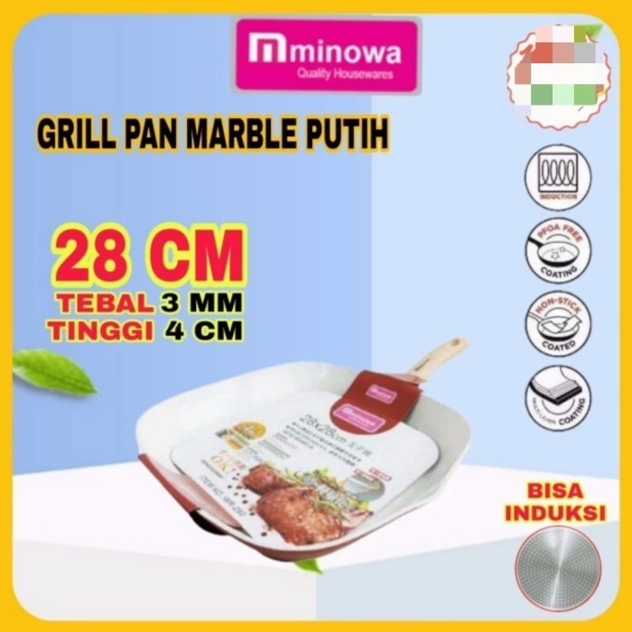 Wajan Bbq Grill Pan 28 Cm Teflon Yoshikawa Panggangan Marble Cerac