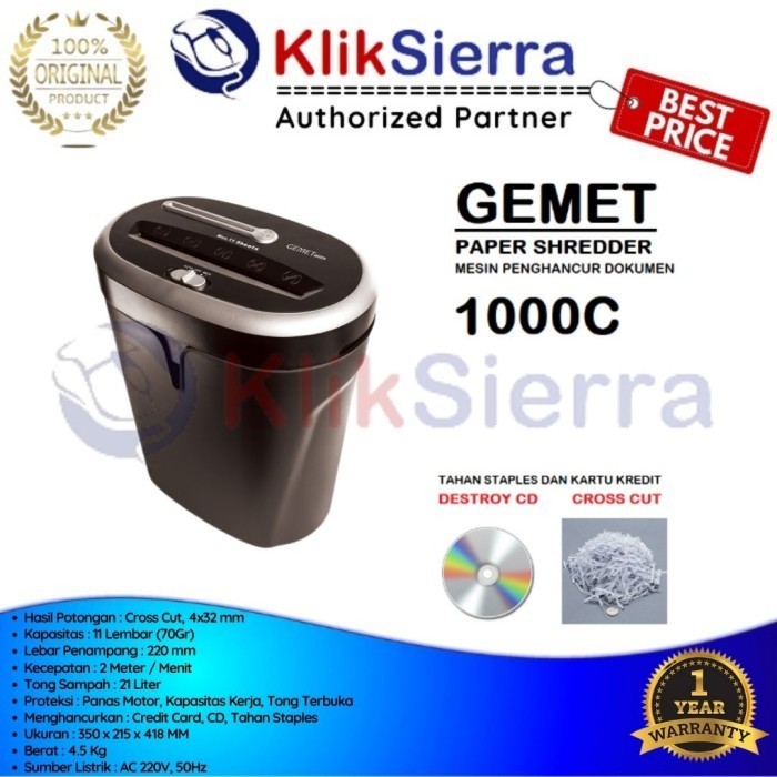 

GEMET 1000C Mesin Penghancur Kertas Dokumen Paper Shredder CD CC ORI