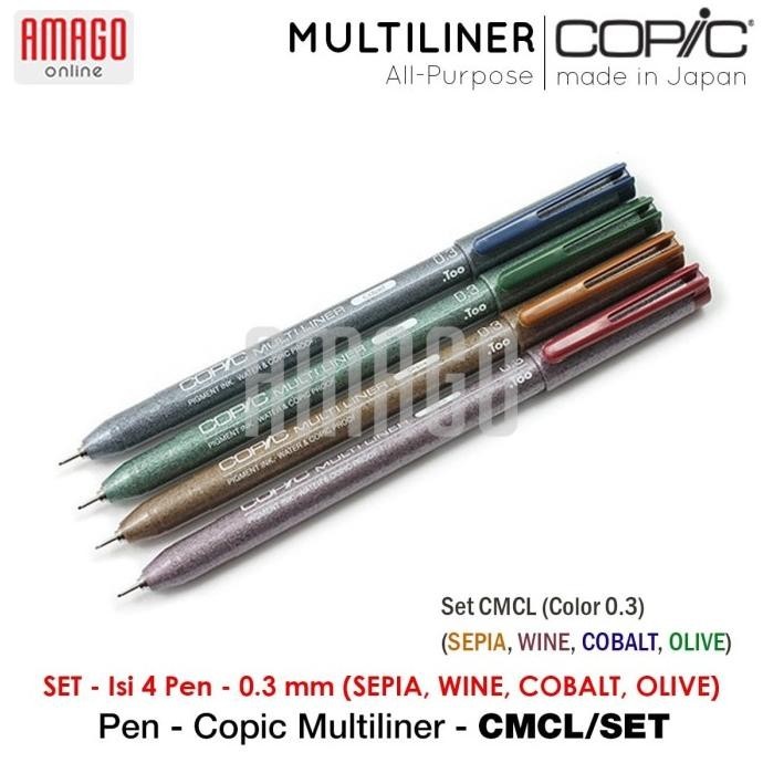

Copic Multiliner - Sepia/Wine/Cobalt/Olive - (4 Colors/Set) - Cmcl/Set