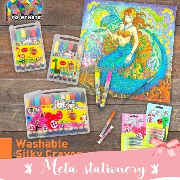 

Washable Silky Crayon 24 Warna - Ndm Paintmate