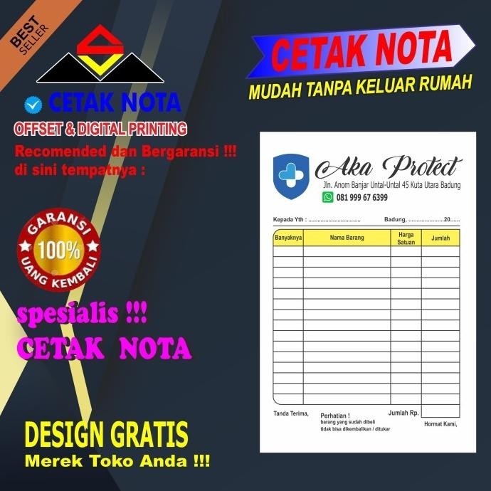 

Cetak Nota 3 Ply 20 Buku Ncr 1/2 Folio