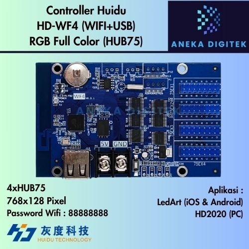 Controller Huidu HD-WF4 Wifi RGB Full Color Running Text Panel W62-75