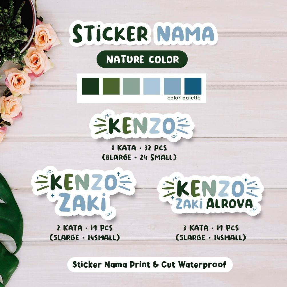 

ad-532 Stiker Nama Waterproof, Label Nama tanpa karakter tumbler, kotak pensil, Print and Cut Viral