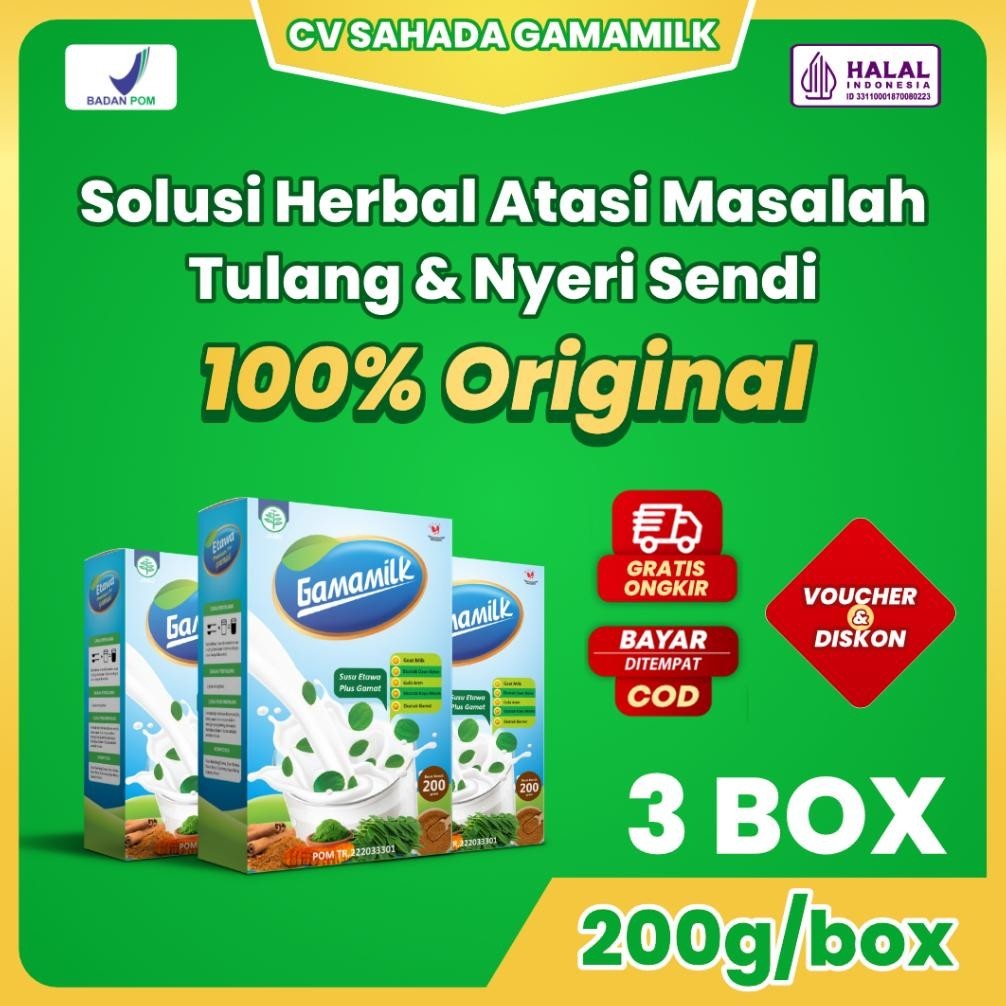 

PRODUK TERBARU PAKET 3 BOX SUSU KESEHATAN GAMAMILK - SUSU KAMBING ETAWA UNTUK KESEHATAN BERGIZI ATASI MASALAH TULANG DAN SENDI SERTA MENCEGAH OSTEOPOROSIS