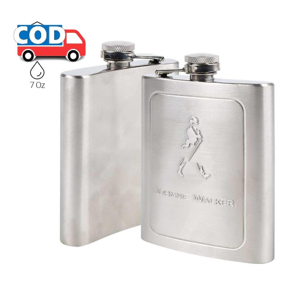Botol Minuman Gepeng Hip Flask Stainless Steel 7 Oz Desain Retro Anti Karat