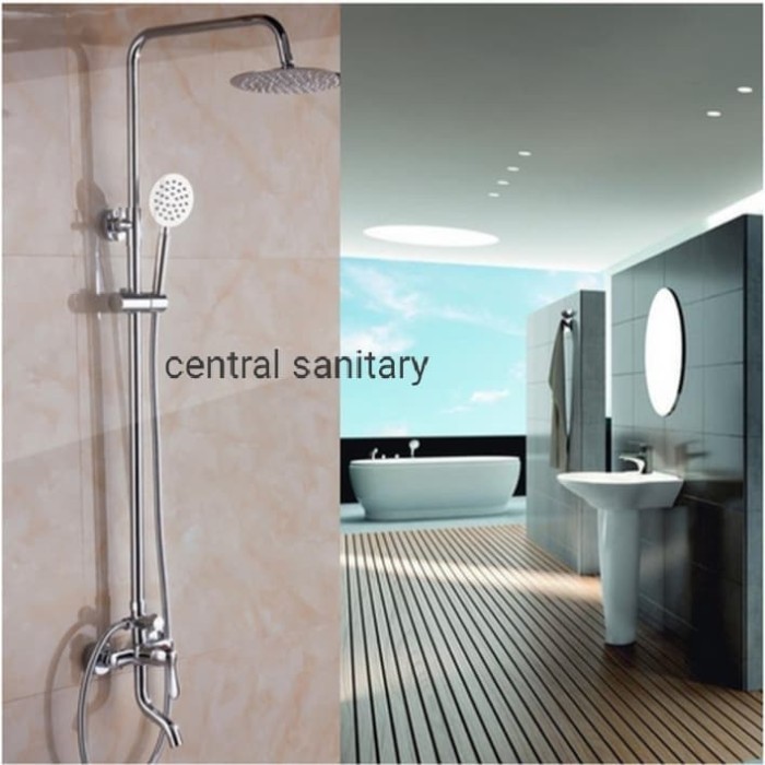 KRAN TIANG SHOWER STAINLESS AIR PANAS DINGIN KERAN BATHUP COLUMN SETT MURAH