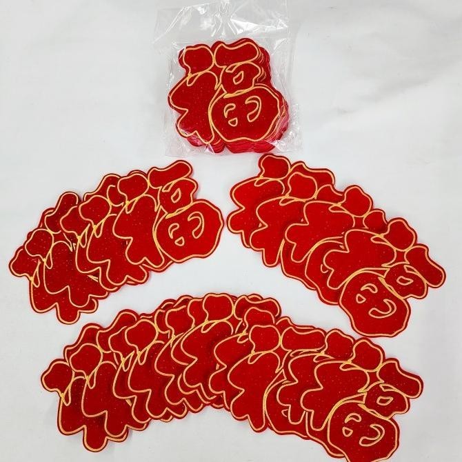 

OLH - Stiker Fu Emas Mote Gliter Tempelan Fuk Hoki Sticker Kain Bludru Imlek TERLARIS