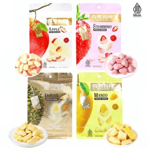 

TYL Ursnacks Freeze Dried Fruit Snack Durian Vacum Freeze Dried Strawbery Mango Apel Dragon Fruit 32g