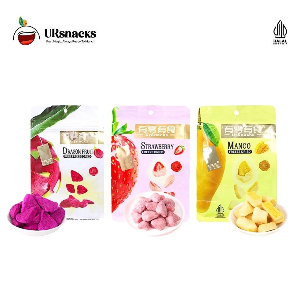 

URSNACKS Bundle Of 3 - Freeze Dried Keripik Sehat Dragon Fruit + Mango + Strawberry