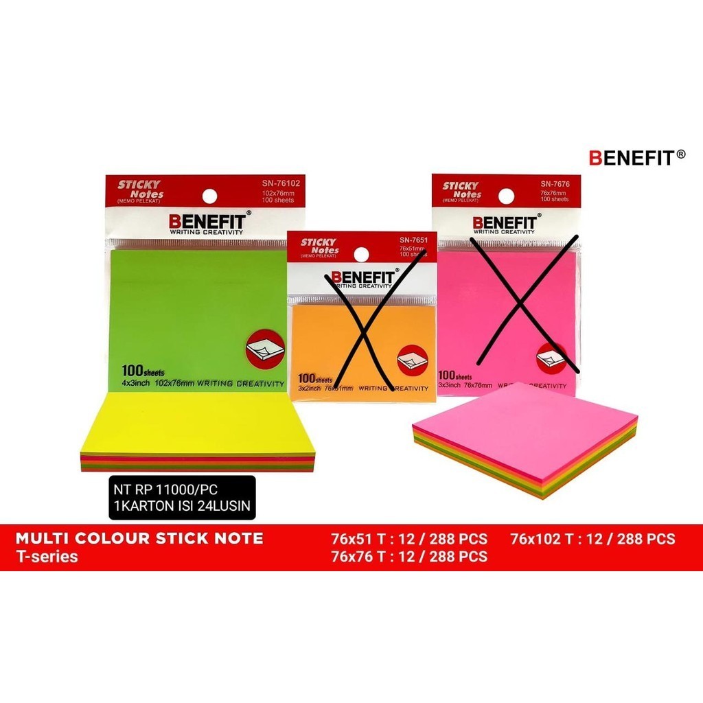 

[1 Pcs] Memo Sticky Note Benefit Kecil Sedang Besar / Kertas Memo Stick Note Benefit Kecil Sedang Besar