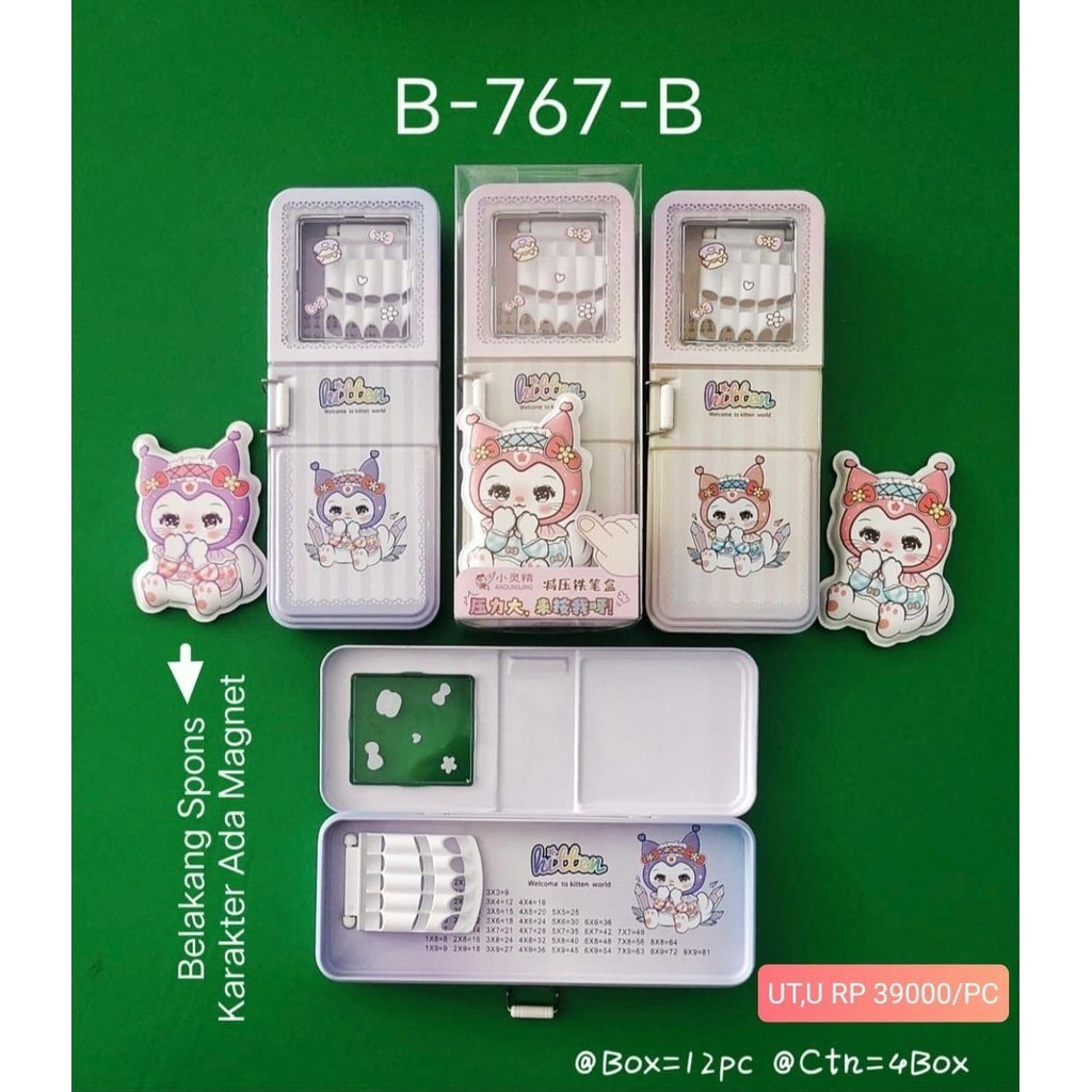 

Kotak Pensil Kaleng Spons Magnet B-767-B / Tempat Pensil / Pencil Case Kaleng Spons Magnet B-767-B