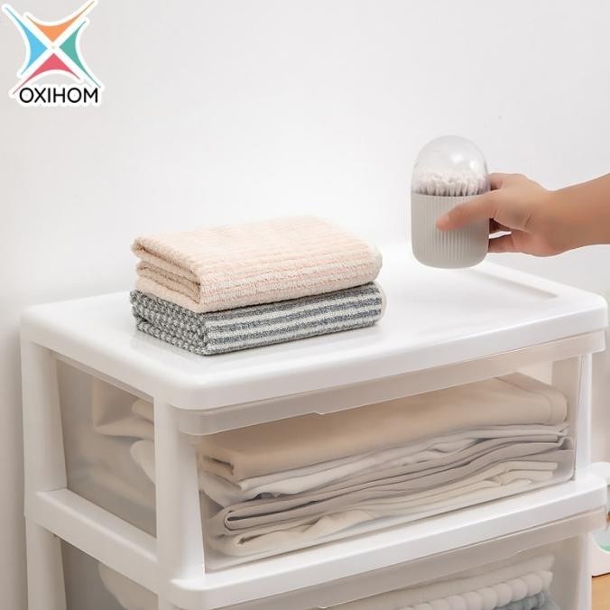 Oxihom Lemari Plastik Susun Transparan Laci Plastik Lemari Pakaian