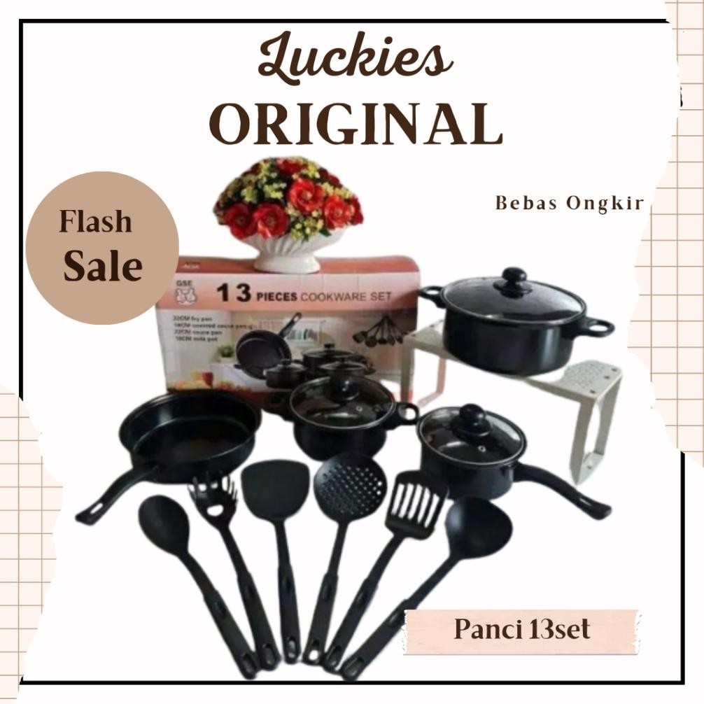 Panci Set 13 Tutup Kaca Serbaguna Panci Set Lengkap Stainless Steel Serbaguna