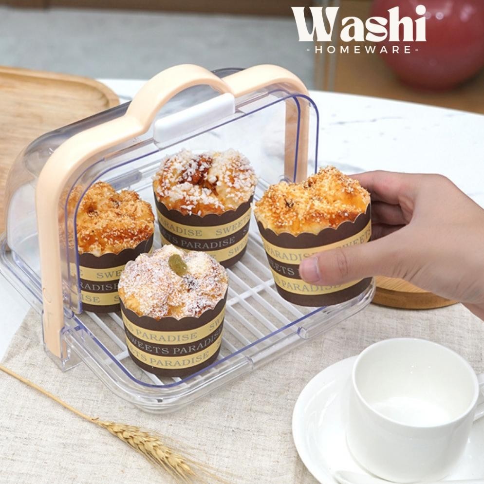 WASHI - MANKAI Penyimpanan Kue Dan Roti Estetika Nampan Tutup Roti Minimalis Bread Storage Cake Tray