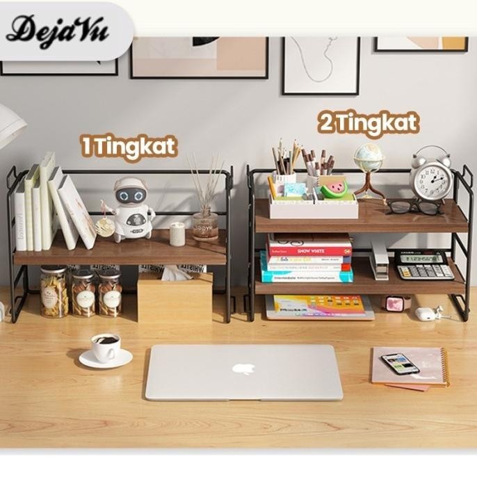 Dejavu Rak Buku Meja Susun Rak Kayu Besi Minimalis Serbaguna HRB103