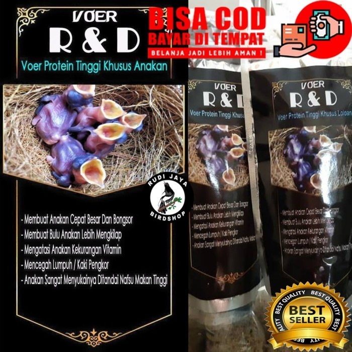 Terlaris Pakan Voer R&D Rnd Lolohan Anakan Burung Murai Kacer Protein Tinggi -