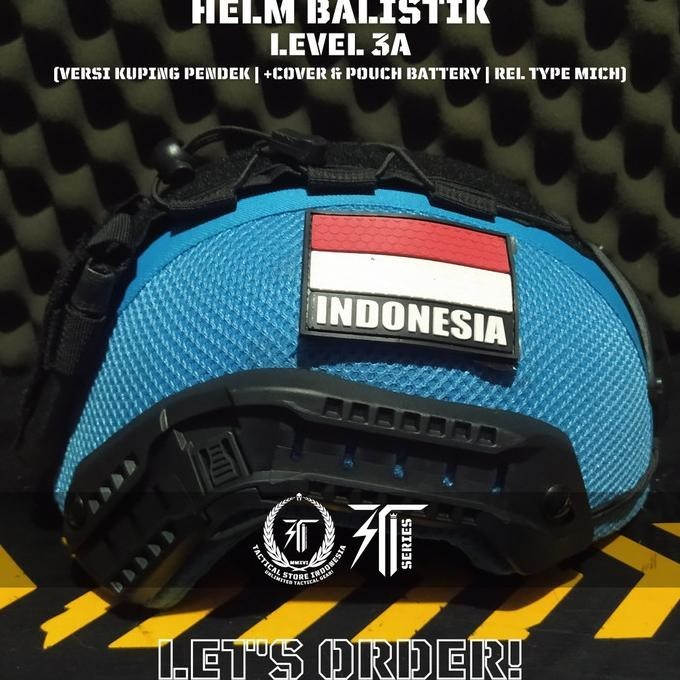 Helm Tactical Biru Un Pbb Anti Peluru / Baja / Balistic + Cover Helm