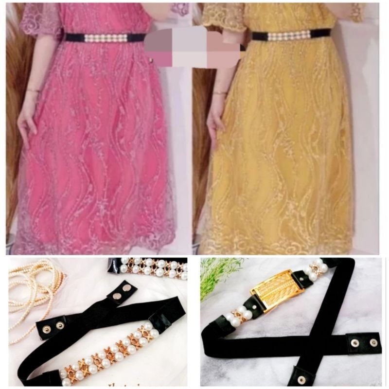 Ikat Pinggang Belt Mutiara / Sabuk Belt Wanita Fashion Asesoris Baju Wanita
