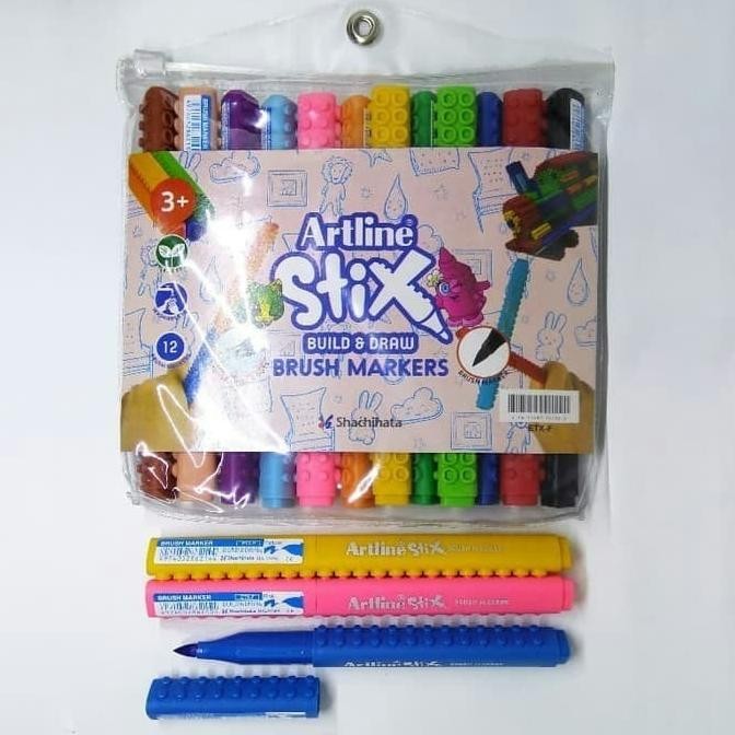 

Artline Stix Brush Marker 1Set Isi 12 Warna