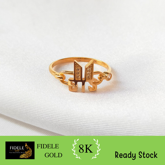 Cincin BTS emas asli cincin fashion korea emas kuning original solid