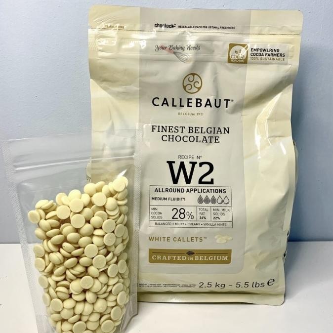 

callebaut white chocolate couverture 28 coklat W2NV 250 gr