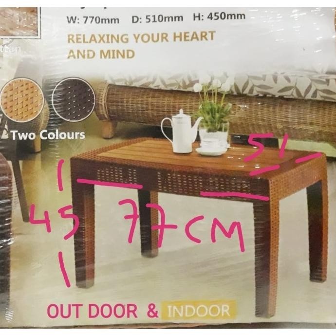 Set 4 Kursi Rotan + 1 Meja Tamu Besar Rotan Plastik Super Kuat, Tebal Lapakbuzzo