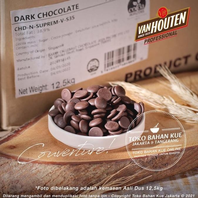 

Van Houten - 1kg Dark Couverture Chocolate 70,4% Coin Cokelat Pahit