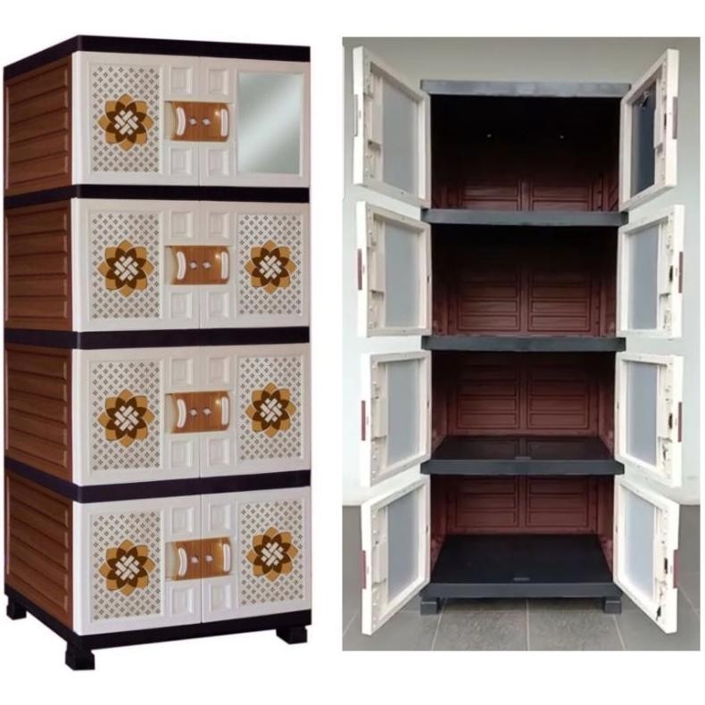 DFG Lemari baju pakaian plastik susun MOTIF BATIK FULL KUNCI MOCCA MASTER TERLARIS