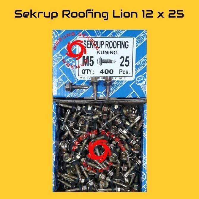 (1 Box) Skrup Roofing Kuning 12X25 Lion / Baut Roofing 2.5Cm
