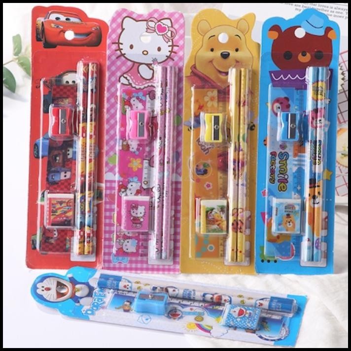 

HOT DEAL MINI STATIONERY SET ALAT TULIS SEKOLAH 5IN1 / PENSIL ATK SET 5IN1