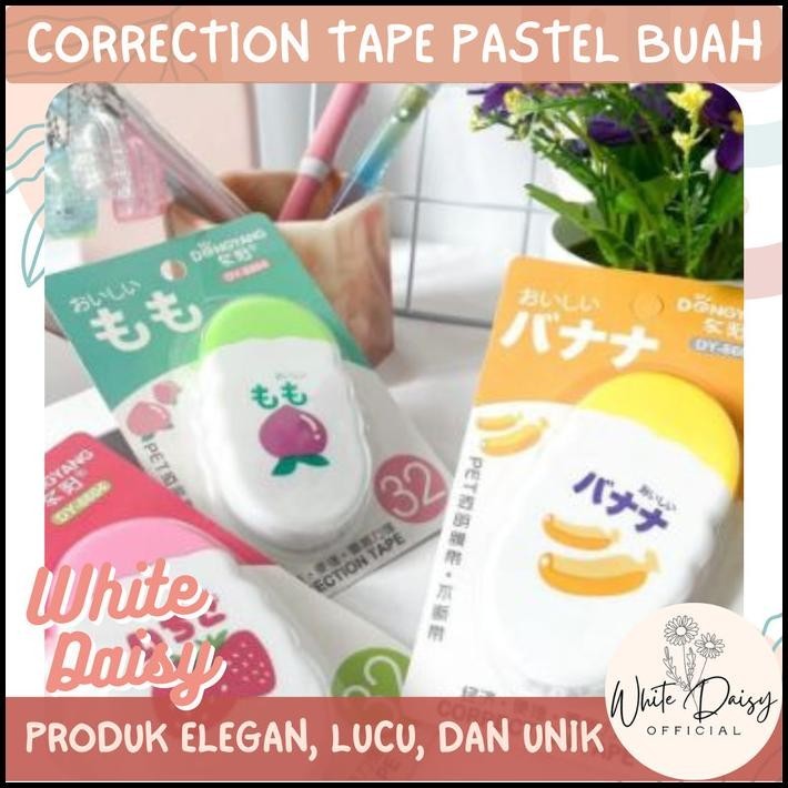 

TERMURAH CORRECTION TAPE PASTEL BUAH PREMIUM PEACH PISANG STRAWBERRY - RANDOM !!!!!