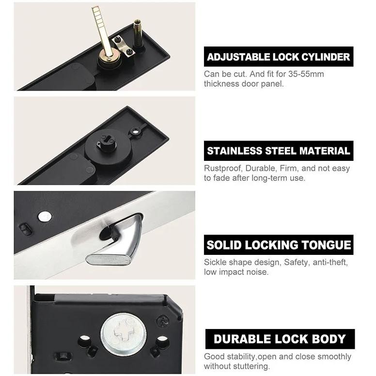 BR - Handle Kunci Pintu Sliding Set Paduan Seng Handle Pintu Geser Sliding Tertanam Untuk Pintu Inte