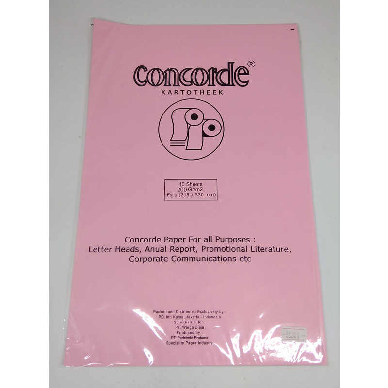 

Concorde - Kertas Cover Kartotheek Folio Pink Isi 10