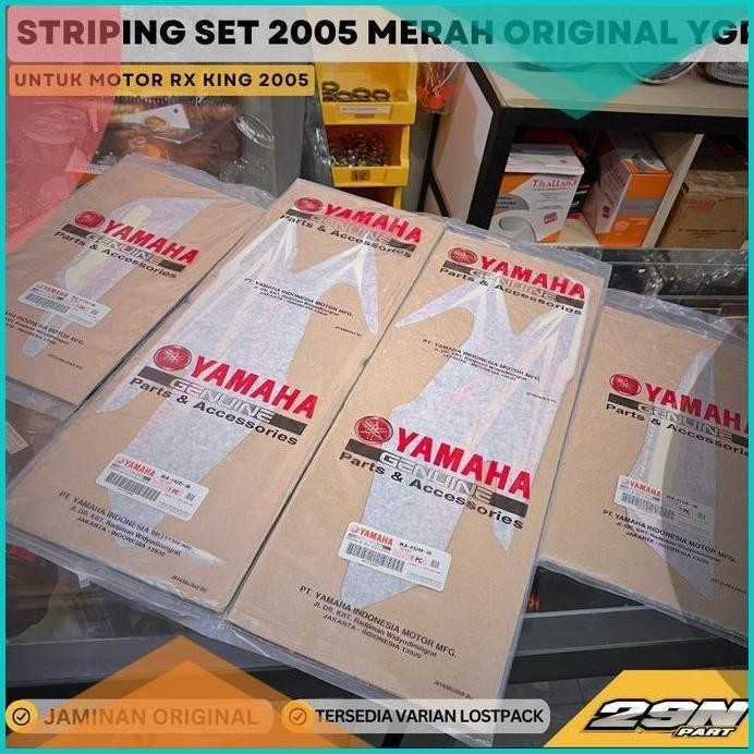 GRAPHIC LIST BODY STRIPING POLET RX KING 2005 MERAH HITAM SET ORIGINAL