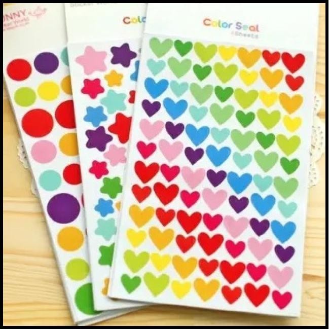 

TERMURAH DIY STICKER - COLOR SEAL - HEART / STAR STICKER - STIKER HATI/ !!!