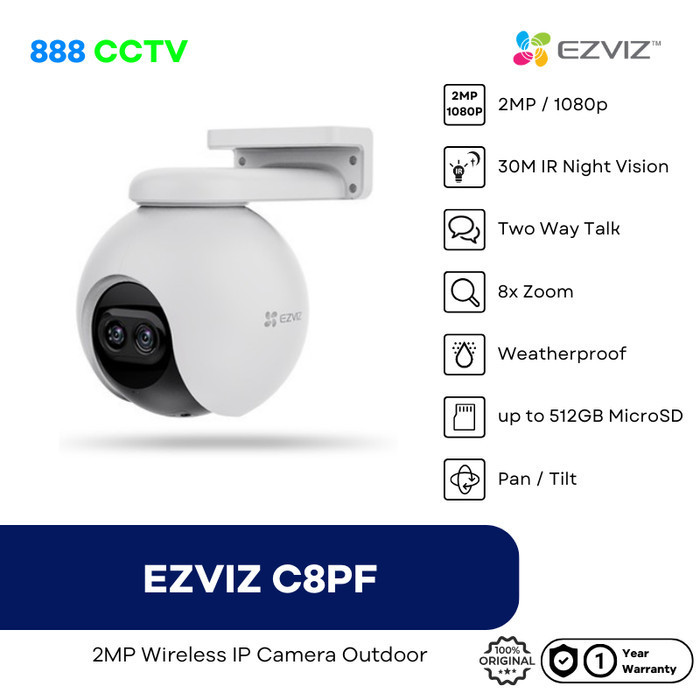 Ezviz C8Pf 1080P Smart Cctv Wifi Ip Camera Dual Lens 8X Zoom