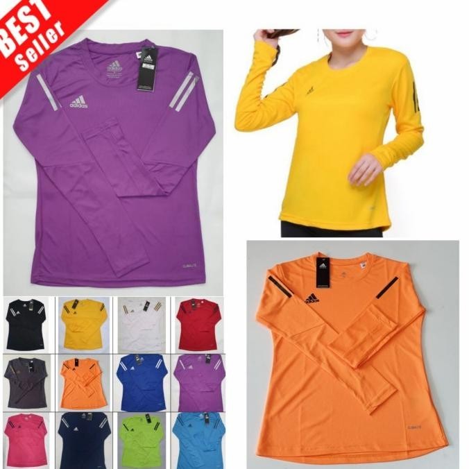 Baju Olahraga Lengan Panjang Wanita Hijab Senam Lari Kaos Fitness Gym