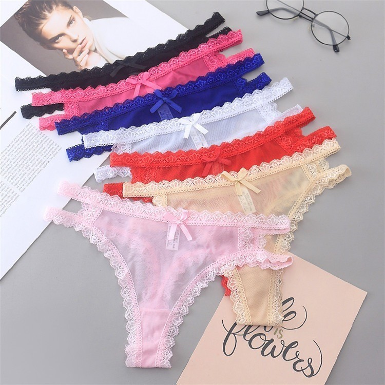 B411 SF CD Celana Dalam Wanita Semi Transparan Tipis Motif Pita Kecil Ada Extra Bawahan Kain Miss V 