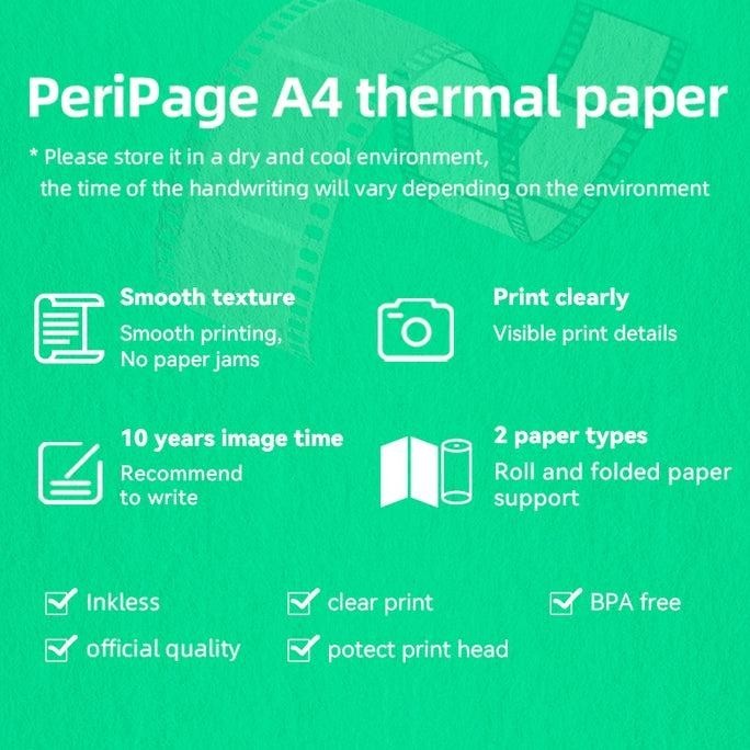 

jy-6 PERIPAGE Kertas A4 Paper Thermal HVS Kertas Quick Dry Long Storage Roll Dan Lembar Berkualitas