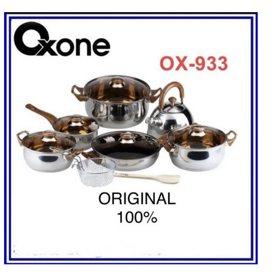 Oxone Ox-933 Panci Set -Tutup Kaca - Stainless Steel -Eco Cookware Set