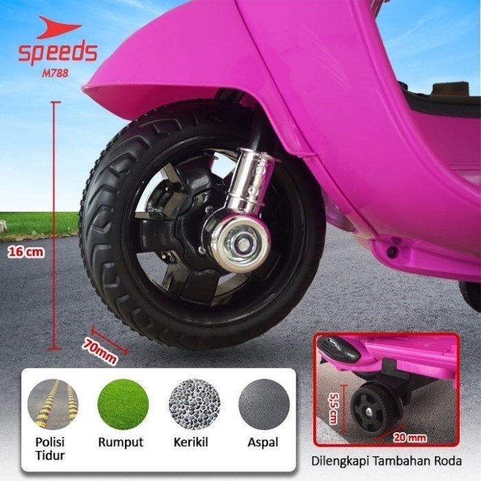 Mainan Anak Perempuan Laki Motor Listrik Aki Vespa Mini Piaggio M788